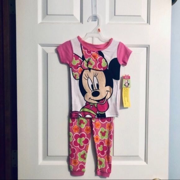 Disney Minnie Mouse Floral PJ Set NEW - Picture 1 of 3